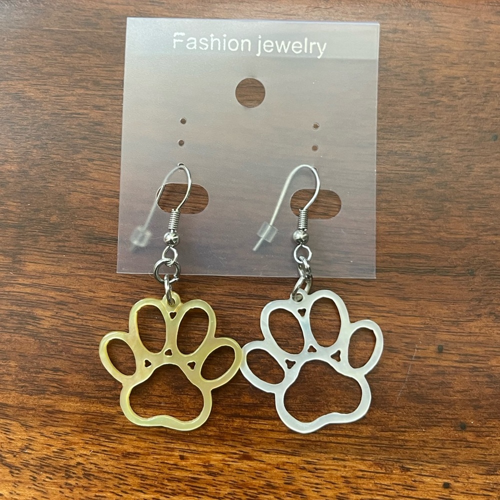 Mother of Pearl Paw Earrings